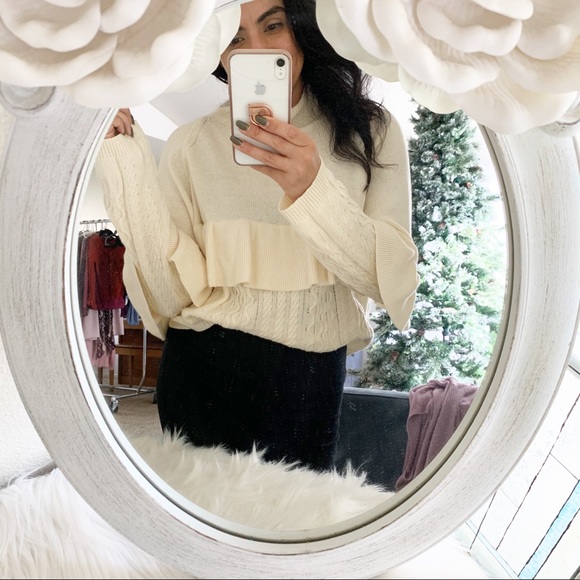 Project Naadam Mock Turtleneck Ruffle Sweater - Picture 3 of 7